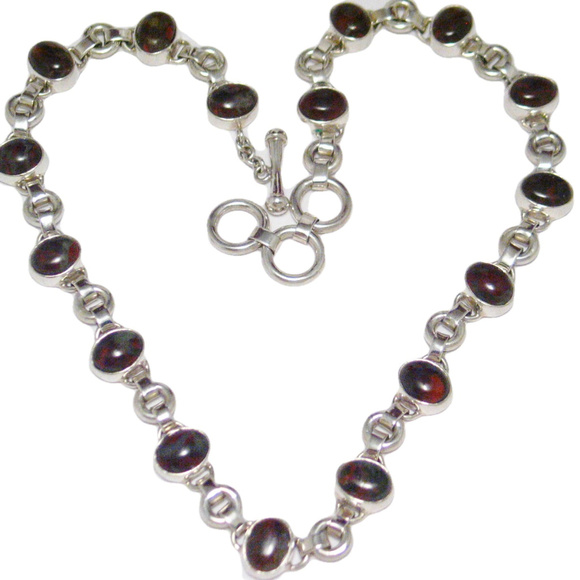 aCleoni Sterling Silver Adjustable Stone Necklace - Picture 1 of 4